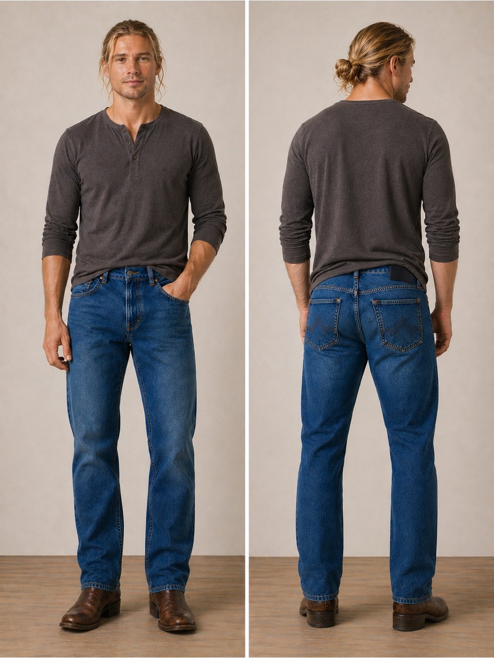 Analog men jeans size 34 straight leg 100% cotton button fly distressed bottoms